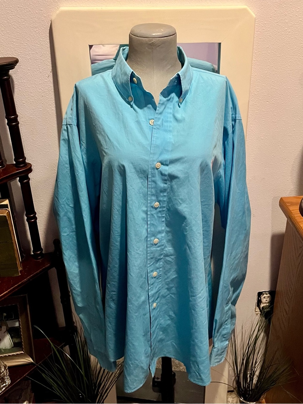 Vintage Ralph Lauren Custom Fit Blue Button Down Shirt Size XL